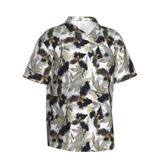 Lsque Abstract Watercolor pattern Hawaiian Shirt for Men, Unisex Summer Beach Casual Short Sleeve Button Down Shirts-Small