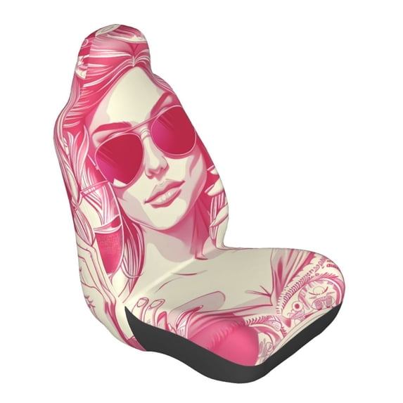 Lsque Ace Of Diamonds Lady Pattern Car Seat Covers for Front Seats , Waterproof Seat Covers for Cars, Sporty Front Seat Covers,Car Seat Cover Protector Front Seats