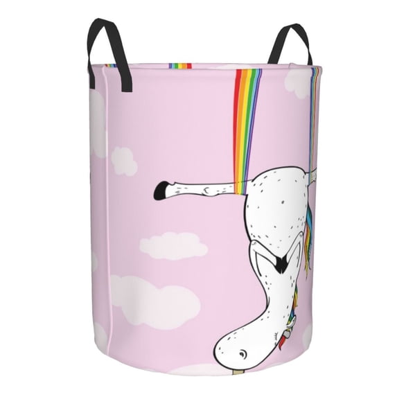 Lsque Aerial Yoga for Unicorn pattern Laundry Hamper Basket, Tall Woven Rope Hamper Basket for Clothes, Lightweight Storage Basket, Collapsible Waterproof-Medium