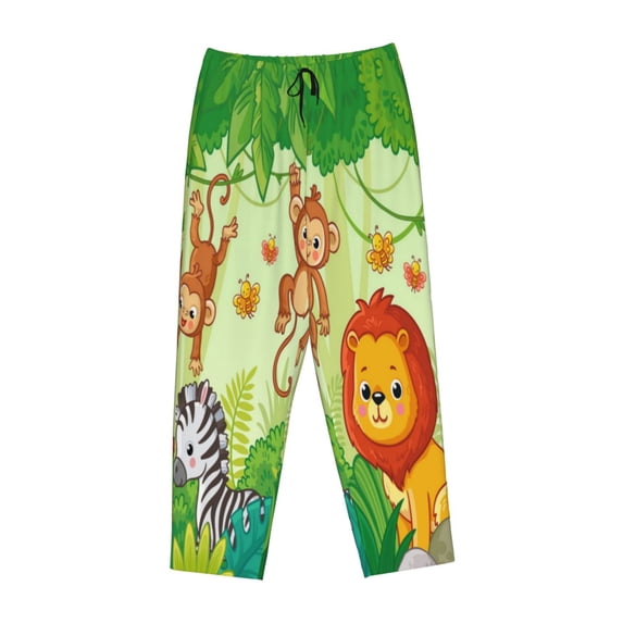 Lsque African Animals in the Jungle Print Women's Pajama Pants, Lounge Pant - Comfortable Home Wear,Elastic Waistband, Stylish Design-X-Large