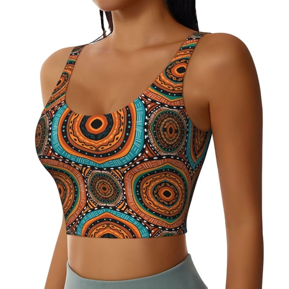 Lsque African Tribal Style Printed Women'S Sports Bra, Compression, Moisture Wicking, High-Impact Sports Bra For Women,Supportive sports bra-X-Large
