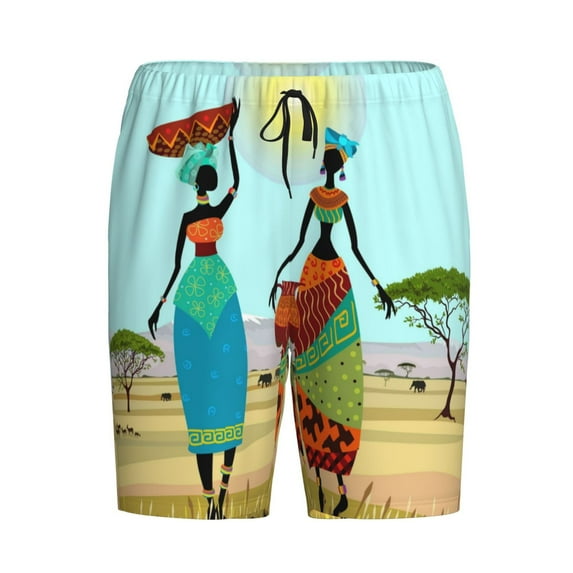 Lsque African Women Mens Sleep Pajama Shorts,Short Pajama Pants, Cotton Ultra-Soft Knit-Large