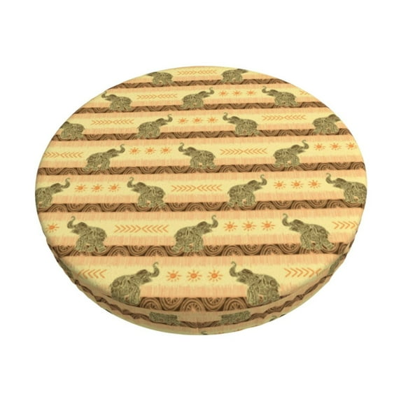 Lsque African tribal elephant Pattern Round Bar chair cushion covers Velvet Fabric Premium Comfort Protects from Scratches and Stains for 14-17 Inch Chair-12 inch