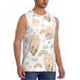 thumbnail image 1 of Lsque Air Balloon and Flower Print Men's Cotton Blend Sleeveless Muscle Shirts (S-3XL)- Moisture Wicking, Odor Protection, UPF 30+,Small, 1 of 8