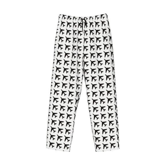 Lsque Airplane Print Men's Pajama Pants, Lounge Pant - Comfortable Home Wear,Elastic Waistband, Stylish Design-Large