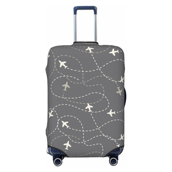 Lsque Airplane Routes Around The World Printed Luggage Cover, Travel Luggage Protector,Scratch and Dirt Resistant, Fits 18-32 Inch Luggage - X-Large