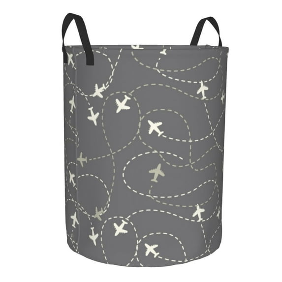 Lsque Airplane Routes Around The World pattern Laundry Hamper Basket, Tall Woven Rope Hamper Basket for Clothes, Lightweight Storage Basket, Collapsible Waterproof-Small