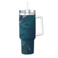 thumbnail image 1 of Lsque Airplane Shark Pattern 40 OZ Ice Bully Cup with Handle and Straw, Double Wall Stainless Steel Tumbler Travel Coffee Cup with Lid for Christmas Present, 1 of 8
