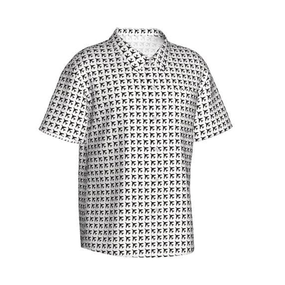 Lsque Airplane pattern Hawaiian Shirt for Men, Unisex Summer Beach Casual Short Sleeve Button Down Shirts-X-Large