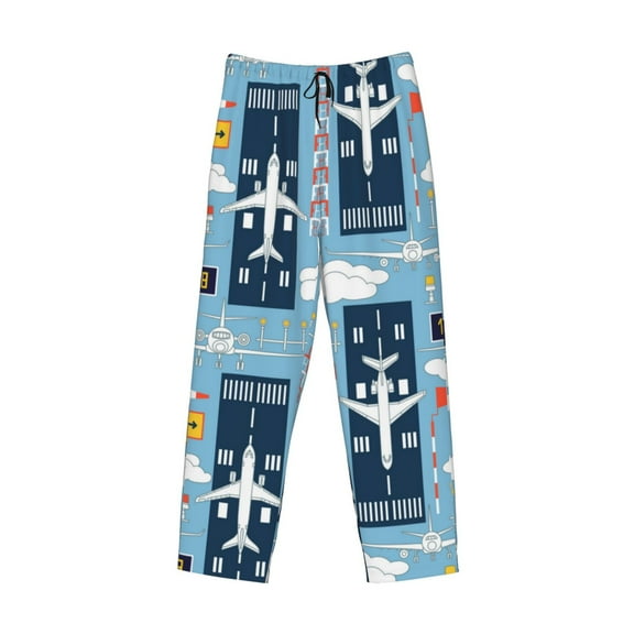 Lsque Airplanes and Aviation Signs Print Men's Pajama Pants, Lounge Pant - Comfortable Home Wear,Elastic Waistband, Stylish Design-Small