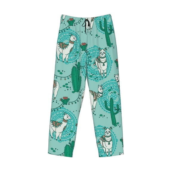 Lsque Alapaca in Boho Print Men's Pajama Pants, Lounge Pant - Comfortable Home Wear,Elastic Waistband, Stylish Design-Large