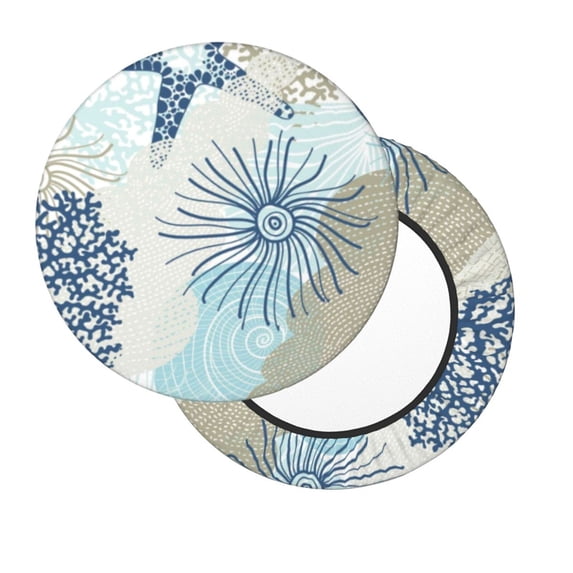 Lsque Algae Corals and Seashells Round Bar chair cushion covers Velvet Fabric Premium Comfort Protects from Scratches and Stains for 14-17 Inch Chair- 12 inch