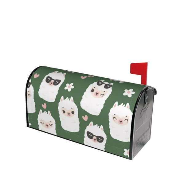 Lsque Alpaca Faces Mailbox Cover Standard Size ,Magnetic Mailbox Covers Post Wraps Letter Box Cover -25.5x21 in