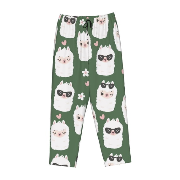 Lsque Alpaca Faces Print Women's Pajama Pants, Lounge Pant - Comfortable Home Wear,Elastic Waistband, Stylish Design-X-Large