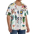 thumbnail image 1 of Lsque Alpaca Flower print Men's Cuban Collar Short Sleeve Shirt Summer Beachwear Casual Button Down Fashionable Vacation Leisure Shirt-Large, 1 of 7