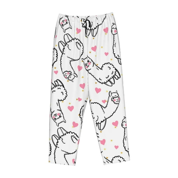 Lsque Alpacas and Hearts Print Women's Pajama Pants, Lounge Pant - Comfortable Home Wear,Elastic Waistband, Stylish Design-Medium