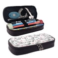 thumbnail image 1 of Lsque Alpacas and Hearts Printed Big Capacity PU Leather Pencil Case Large Pencil Pouch Stationery Pen Bag Pencil Holder for Teen, 1 of 6