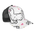 thumbnail image 1 of Lsque Alpacas and Hearts Printed Trucker Hat - Baseball Cap for Men Women - Breathable Mesh Side, Adjustable Fit - for Casual Wear, 1 of 7