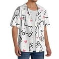 thumbnail image 1 of Lsque Alpacas and Hearts print Men's Cuban Collar Short Sleeve Shirt Summer Beachwear Casual Button Down Fashionable Vacation Leisure Shirt-XX-Large, 1 of 7