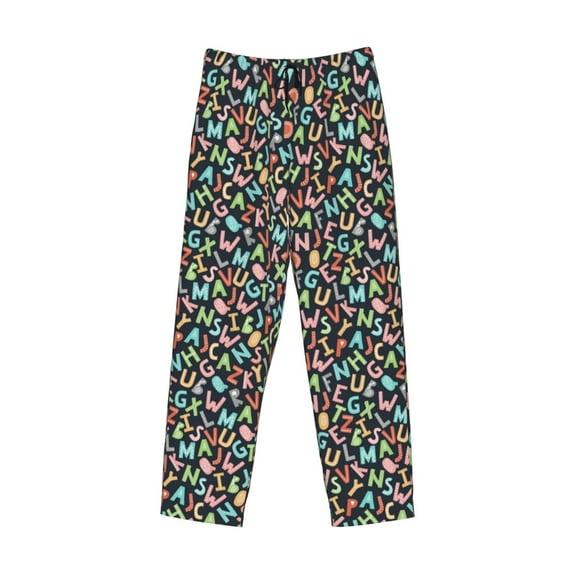 Lsque Alphabet Print Men's Pajama Pants, Lounge Pant - Comfortable Home Wear,Elastic Waistband, Stylish Design-X-Large
