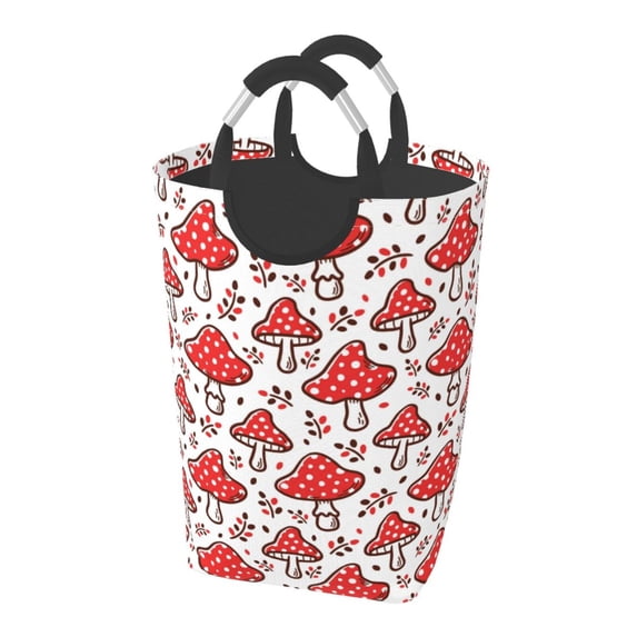 Lsque Amanita Red Mushroom Laundry Basket, Laundry Hamper, Dirty Clothes Hamper for Laundry, Collapsible, Waterproof Laundry Baskets with Aluminum Handles for Laundry, Dorm, Family