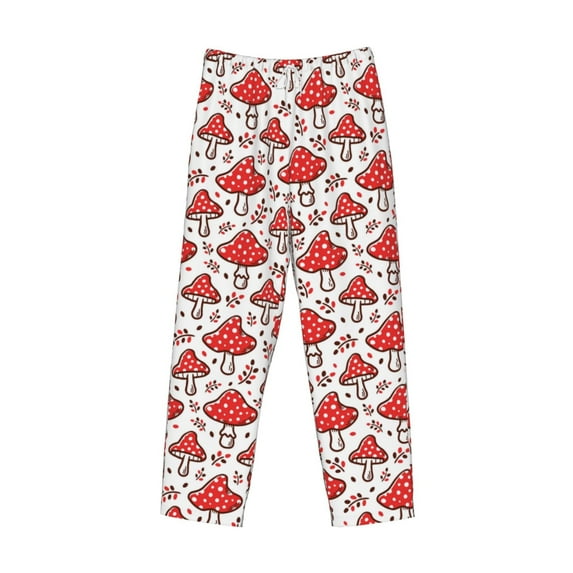 Lsque Amanita Red Mushroom Print Men's Pajama Pants, Lounge Pant - Comfortable Home Wear,Elastic Waistband, Stylish Design-Small