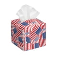 thumbnail image 1 of Lsque America Flags Printed Tissue Box Cover Holder, Facial Paper Organizer Dispenser,Square with Bottom Belt, PVC Leather Decorative Organizer, 1 of 8