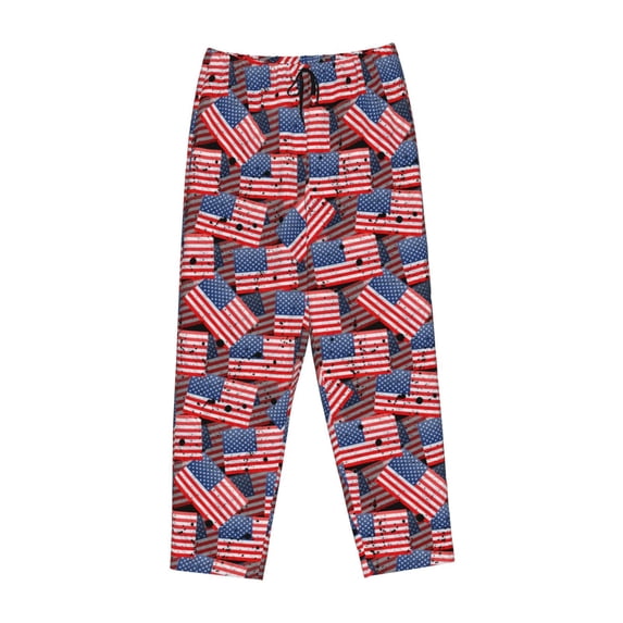 Lsque America Flags1 Print Women's Pajama Pants, Lounge Pant - Comfortable Home Wear,Elastic Waistband, Stylish Design-X-Large