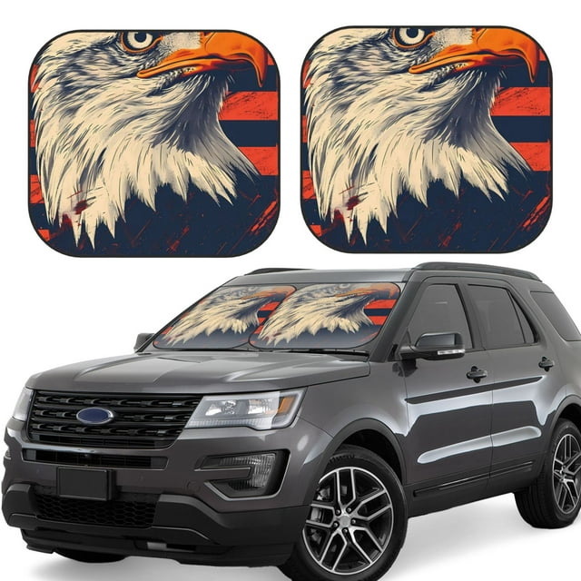 Lsque American Bald Eagle A 2 PCS Windshield Sun Shade CarFoldable