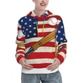 thumbnail image 1 of Lsque American Flag And Baseball Pattern Casual Women's Hoodie,Hooded Sweatshirt with Kangaroo Pocket,Pullover Hoodie with Eye-catching Drawstrings-Small, 1 of 7