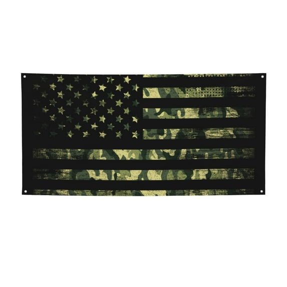 Lsque American Flag Camo Pattern Party Banner, Festive Banner , Holiday Celebrations and Events for Carnival Birthday Party Festival Decorations-Small