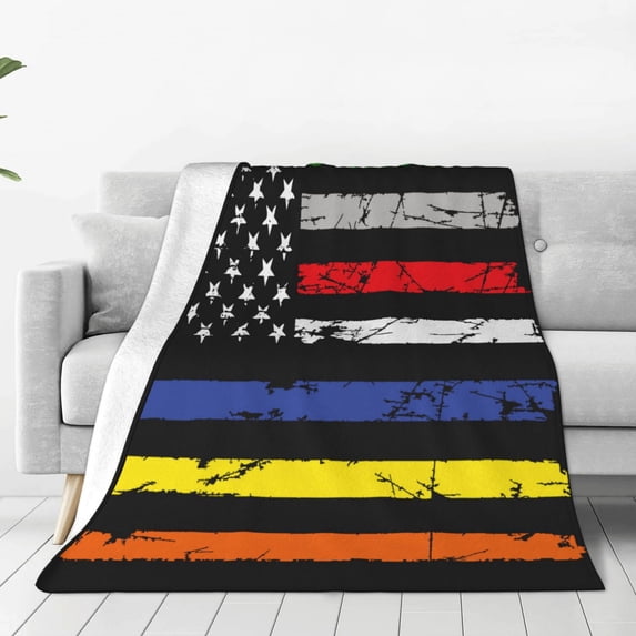 Lsque American Flag Pattern Fuzzy Fleece Throw Blanket Extra Large,Super Soft,Fluffy and Warm Blankets for Couch,Bed,All Season Use-40"x30"