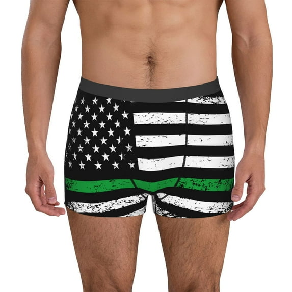 Lsque American Flag Pattern Men’s Total Support Pouch Boxer Briefs, X-Temp Cooling, Moisture-Wicking Underwear, Regular, Long-leg and Trunk-Small