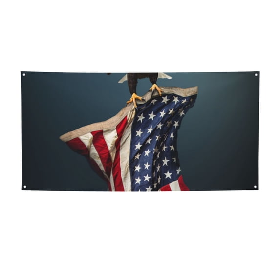 Lsque American Flag Pattern Party Banner, Festive Banner , Holiday Celebrations and Events for Carnival Birthday Party Festival Decorations-Medium