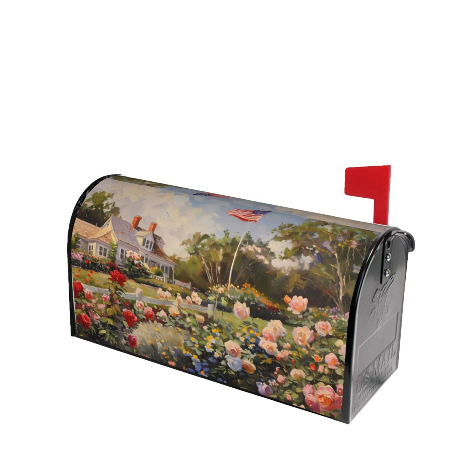 Lsque American Flag Rose Garden Mailbox Cover Standard Size