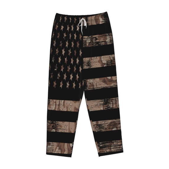 Lsque American Flag with Desert Camouflage Print Women's Pajama Pants, Lounge Pant - Comfortable Home Wear,Elastic Waistband, Stylish Design-Large