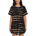 thumbnail image 1 of Lsque American Flag with Desert Camouflage Women's Short-Sleeved Pajama Set - 2 Piece Soft and Lightweight Sleepwear Set-X-Large, 1 of 9