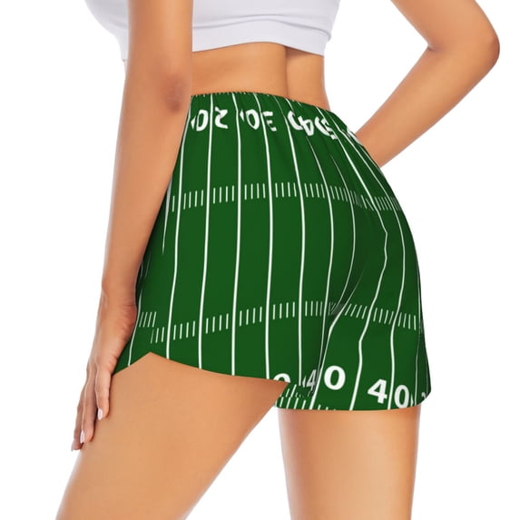 Lsque American Football Field1 Printed Women's Running Shorts with Liner Pockets,Elastic Quick Dry Workout Athletic Gym Yoga Shorts,Womens High Waist Shorts-Small