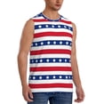 thumbnail image 1 of Lsque American Patriotic Stars And Stripes Print Men's Cotton Blend Sleeveless Muscle Shirts (S-3XL)- Moisture Wicking, Odor Protection, UPF 30+,X-Large, 1 of 8