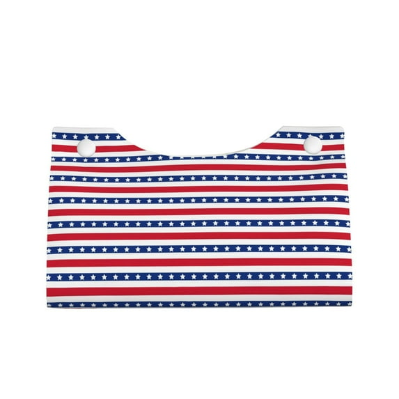 Lsque American Patriotic Stars And Stripes Printed Long Tissue Box Cover Holder, Facial Paper Organizer Dispenser,Triangle with Bottom Belt, PVC Leather Decorative Organizer