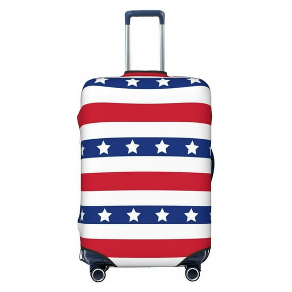 Lsque American Patriotic Stars And Stripes Printed Luggage Cover, Travel Luggage Protector,Scratch and Dirt Resistant, Fits 18-32 Inch Luggage - X-Large