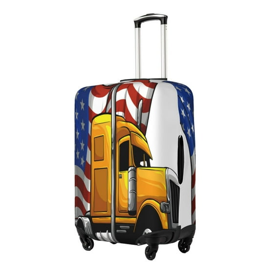 Lsque American Truck Printed Luggage Cover, Travel Luggage Protector,Scratch and Dirt Resistant, Fits 18-32 Inch Luggage-X-Large