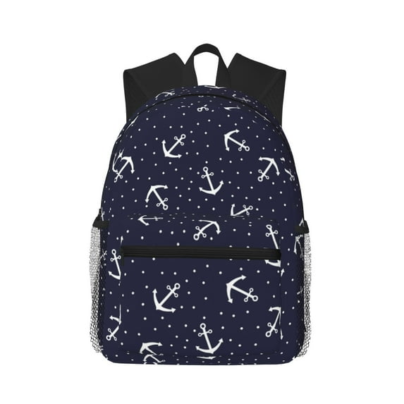 Lsque Anchor Classic Casual Backpack - Large Capacity Water-Resistant Backpack for School, Work, Travel, and Outdoor Activities