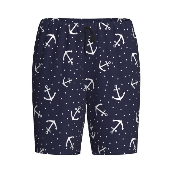 Lsque Anchor Mens Sleep Pajama Shorts,Short Pajama Pants, Cotton Ultra-Soft Knit-Large