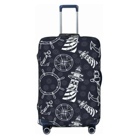 Lsque Anchor and Lighthouse Printed Luggage Cover, Travel Luggage Protector,Scratch and Dirt Resistant, Fits 18-32 Inch Luggage - Medium