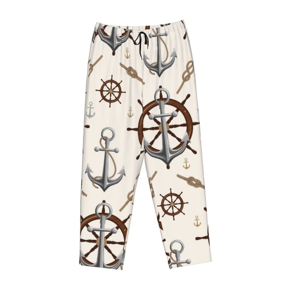 Lsque Anchor with Rope Print Women's Pajama Pants, Lounge Pant - Comfortable Home Wear,Elastic Waistband, Stylish Design-Small