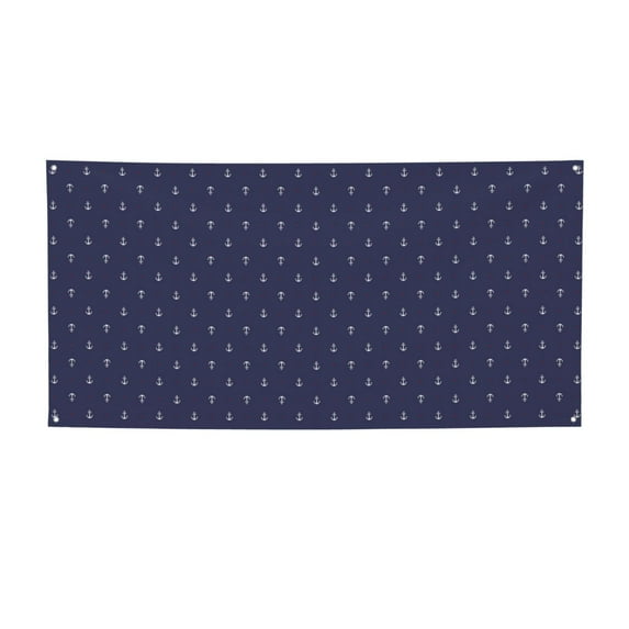 Lsque Anchors Heart Blue Pattern Party Banner, Festive Banner , Holiday Celebrations and Events for Carnival Birthday Party Festival Decorations-Small