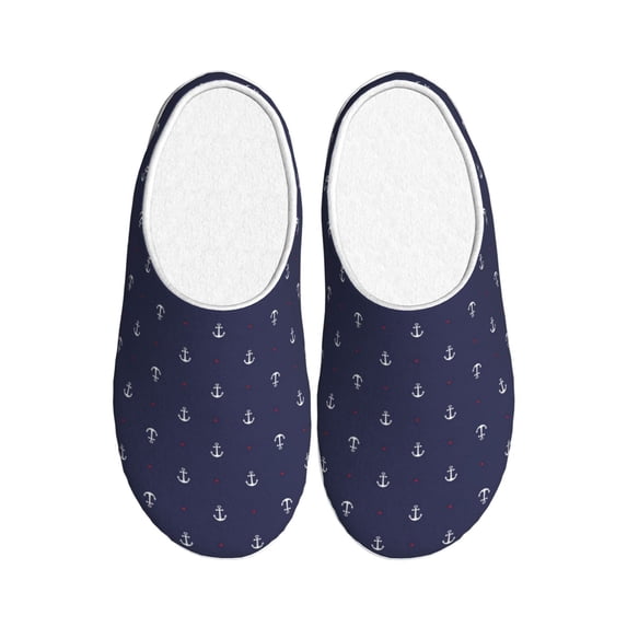 Lsque Anchors Heart Blue Pattern Womens Comfort Cotton on Scuff With Memory Foam and Anti-skid Sole Slipper-44/45