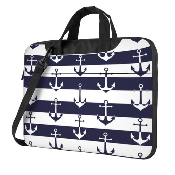 Lsque Anchors Pattern Laptop Bag – Portable & Slim Single-Shoulder Computer Case with Adjustable Strap, Protective, Lightweight for 13”/14”/15.6” Laptops