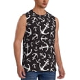 thumbnail image 1 of Lsque Anchors Print Men's Cotton Blend Sleeveless Muscle Shirts (S-3XL)- Moisture Wicking, Odor Protection, UPF 30+,Small, 1 of 8